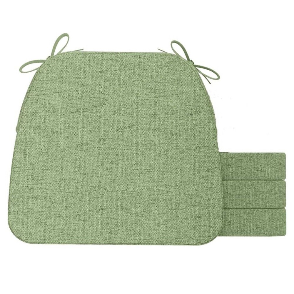 D-Shape Dining Kitchen Chair Cushions 2 Pack 17"x16"x2" Washable Cover Sage
